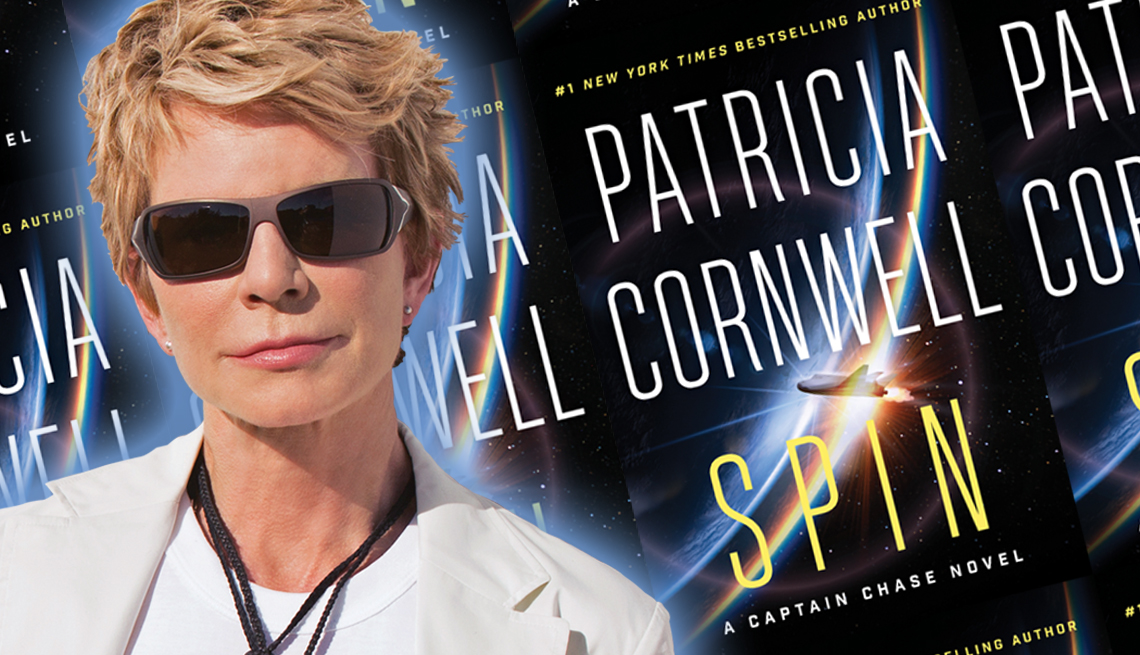 author patricia cornwall and the cover of her newest novel spin
