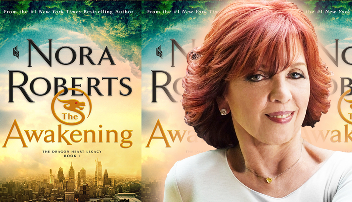 author nora roberts and the cover of her latest novel titled the awakening