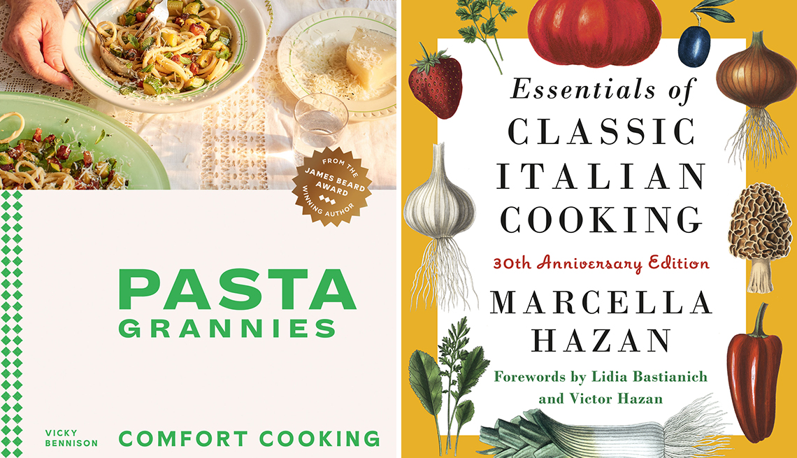 left pasta grannies by vicky bennison right essentials of classic italian cooking by marcella hazan
