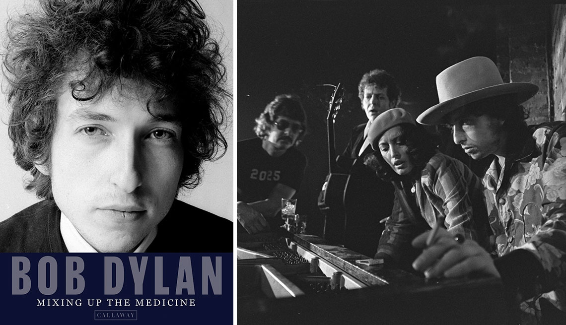 left the cover of the book bob dylan mixing up the medicine by mark davidson and parker fishel right bob dylan and ronee blakley bobby neuwirth and david blue on his rolling thunder revue tour