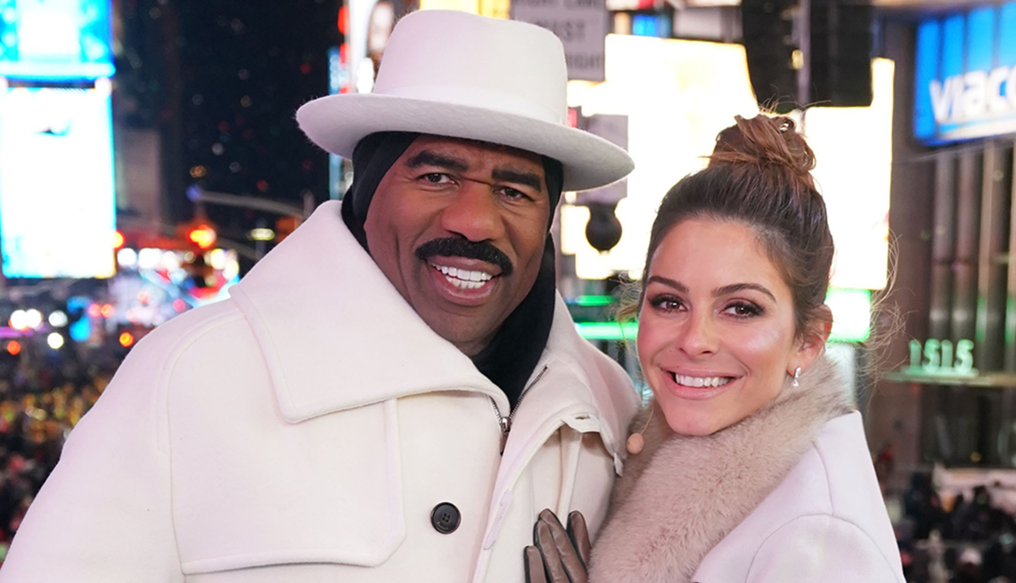 New Year's Eve 2018 celebration in New York's Times Square with Fox broadcast co-hosts Steve Harvey, Maria Menounos