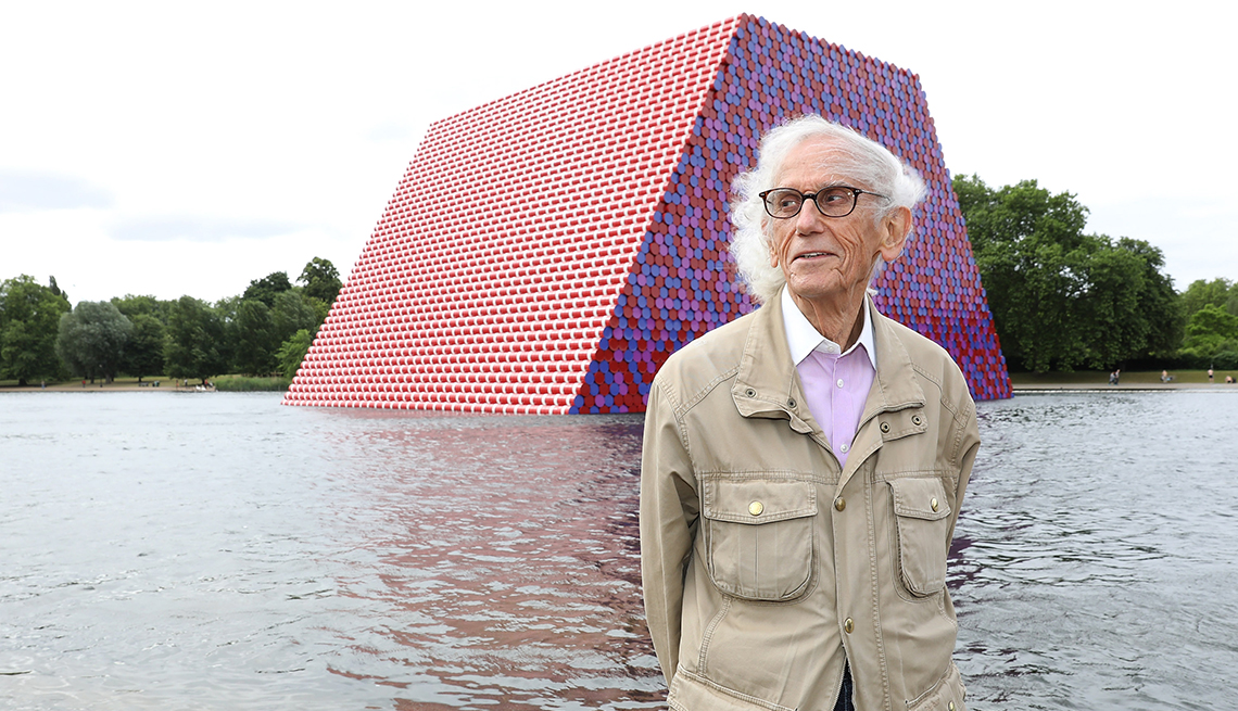 item 38 of Gallery image - Artist Christo unveils his first U K outdoor work in London England.
