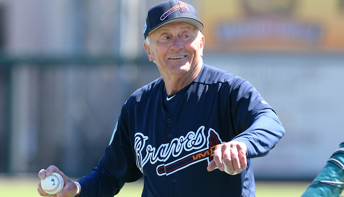 item 3 of Gallery image - Phil Niekro throwing a pitch
