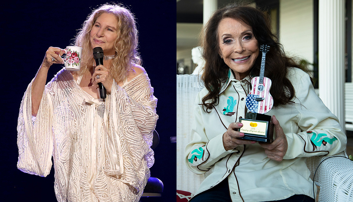 Side by side images of Barbra Streisand and Loretta Lynn