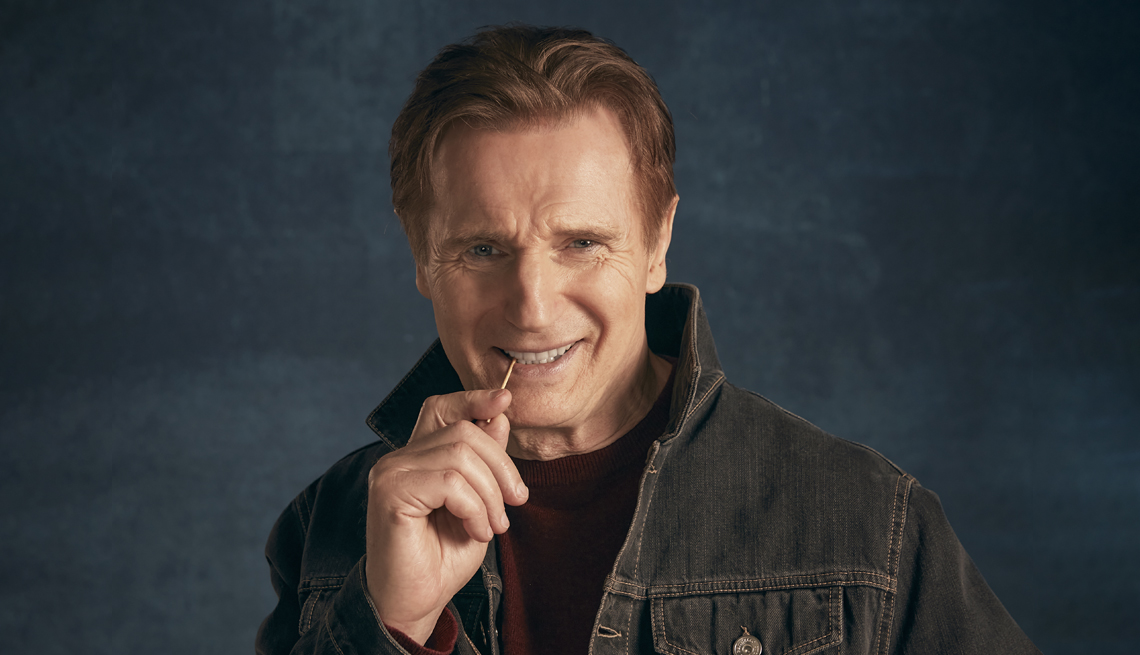 actor liam neeson with a toothpick photographed february fourth twenty twenty two