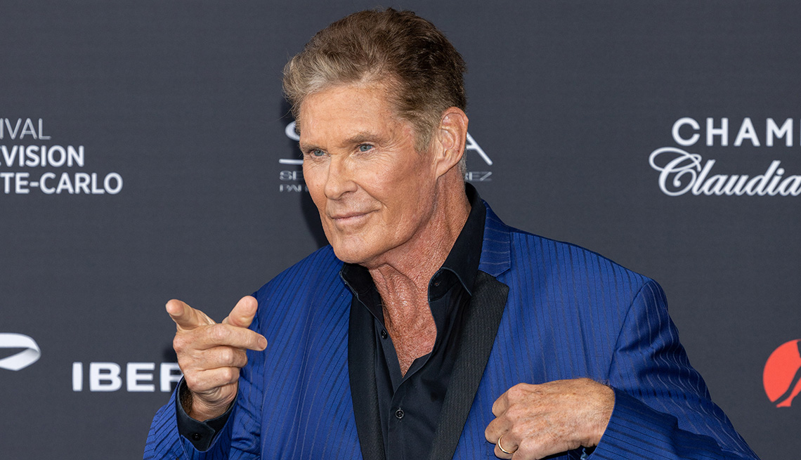 item 8 of Gallery image - David Hasselhoff points his finger posing for a photo at the opening ceremony of the 61st Monte Carlo TV Festival