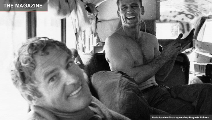 Psychologist Timothy Leary, left, and Neal Cassady in Bus, 1964, Millbrook, New York.