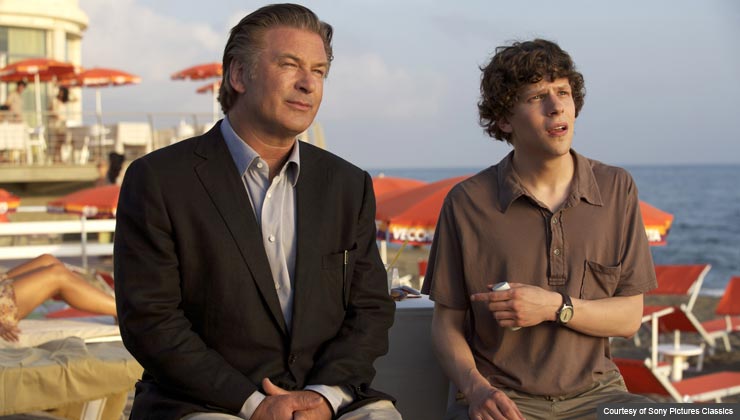 Left to Right: Alec Baldwin as John and Jesse Eisenberg as Jack in Woody Allen's To Rome With Love