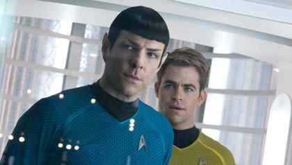 Zachary Quinto and Chris Pine in Star Trek Into Darkness, STAR TREK INTO DARKNESS