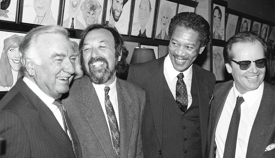 Morgan Freeman at Sardi's with Walter Cronkite, James Brooks and Jack Nicholson