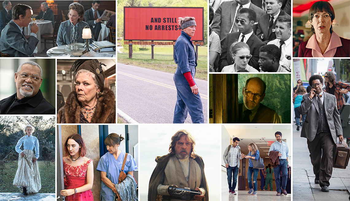 Collage of movie still photographs of movies for grownups nominees