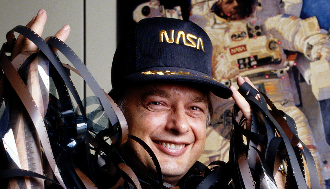 Al Reinert, the director of the space movie "For All Mankind", photographed in the NASA film archive