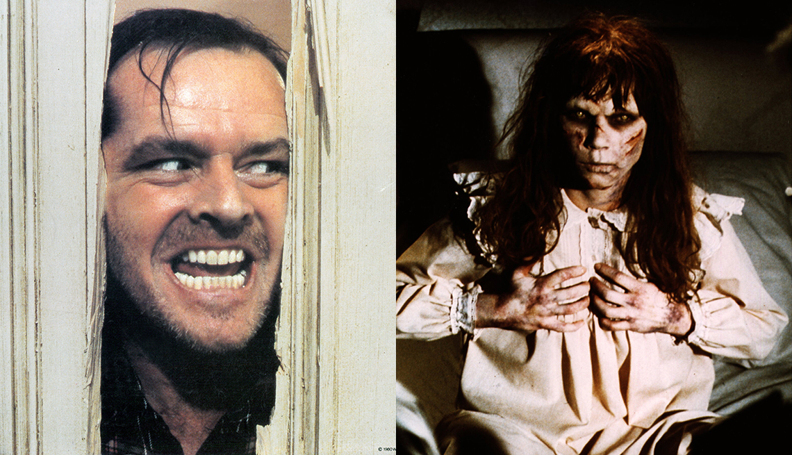 Jack Nicholson stars in the film The Shining and Linda Blair stars in The Exorcist