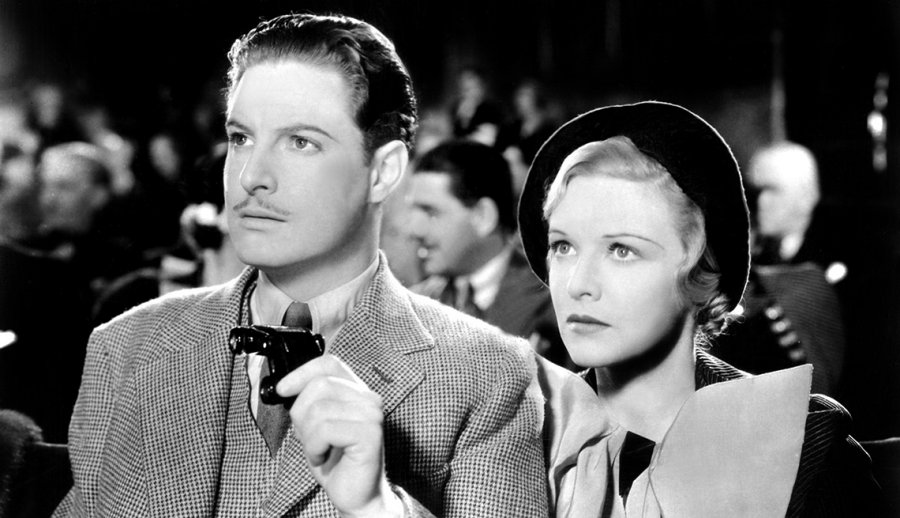Robert Donat and Madeleine Carroll in the film The 39 Steps