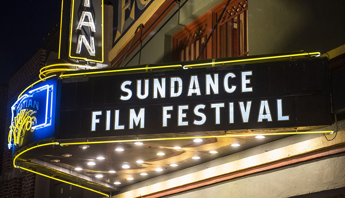 Sundance Film Festival displayed on the marquee of the Egyptian Theatre in Park City Utah