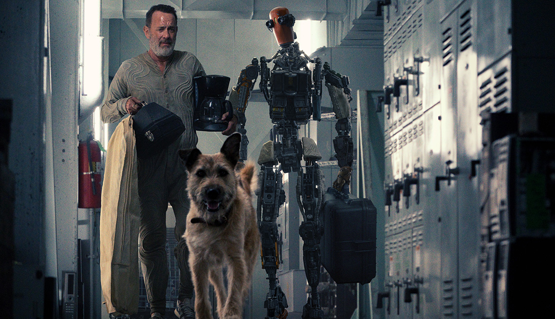 item 15 of Gallery image - Tom Hanks with Jeff the Robot and his dog in the film Finch