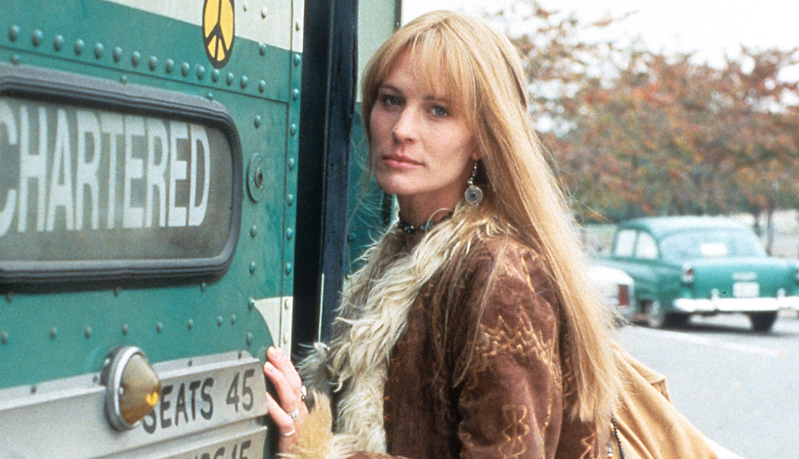 Robin Wright boards a bus in a scene from the film Forrest Gump