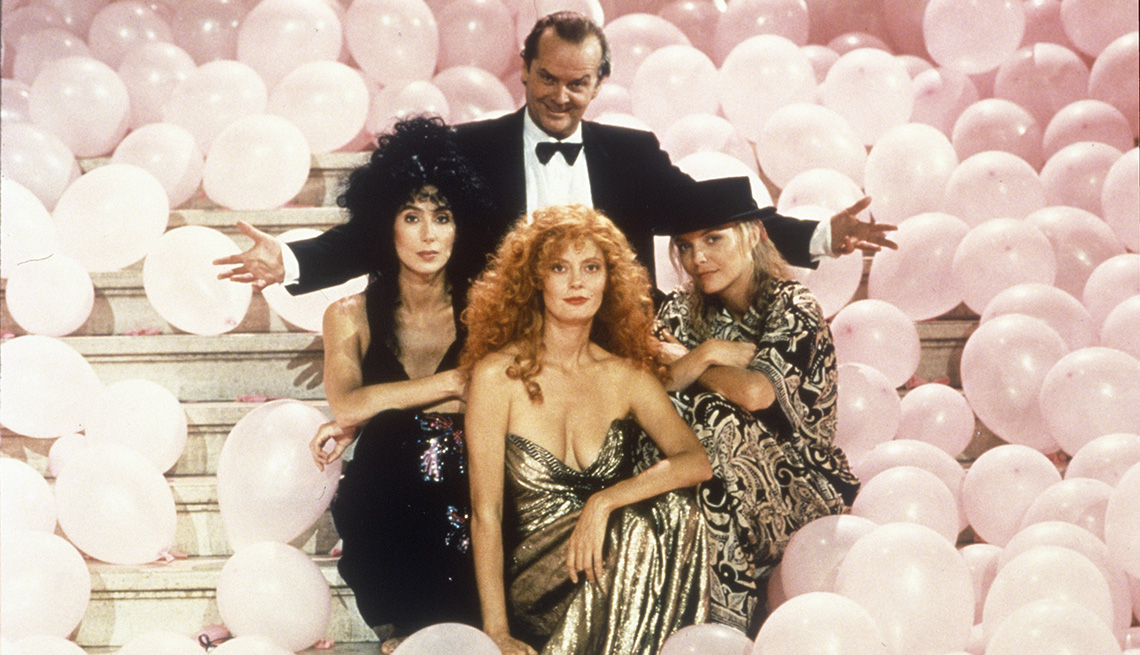Cher, Jack Nicholson, Michelle Pfeiffer and Susan Sarandon star in the film The Witches of Eastwick