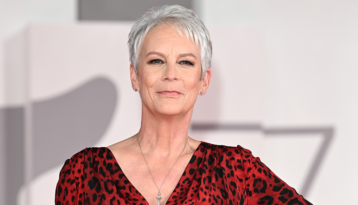 Jamie Lee Curtis on the red carpet for the movie Halloween Kills at the 78th Venice International Film Festival