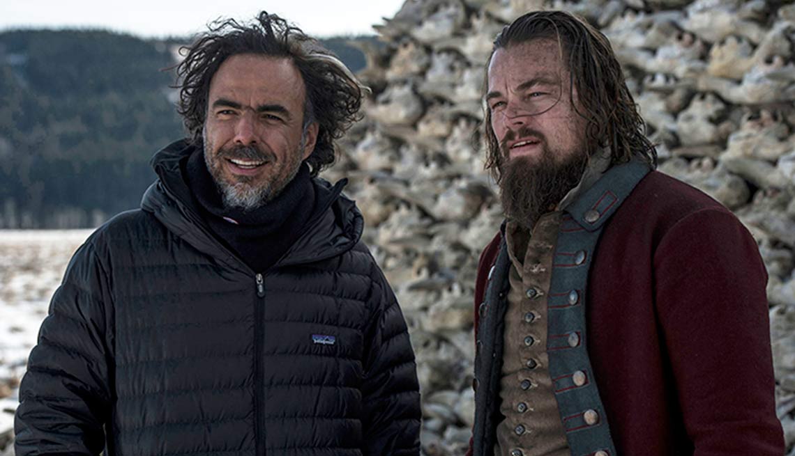 Alejandro G. Iñárritu y Leonardo DiCaprio en una de las locaciones exteriores de la película The Revenant