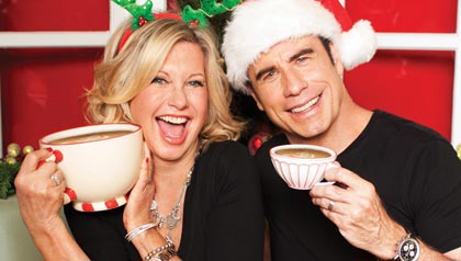 John Travolta and Olivia Newton-John, release of Christmas music album