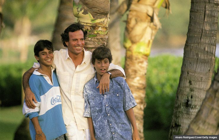 Julio Iglesias with sons Enrique and Julio Jose in Hawaii