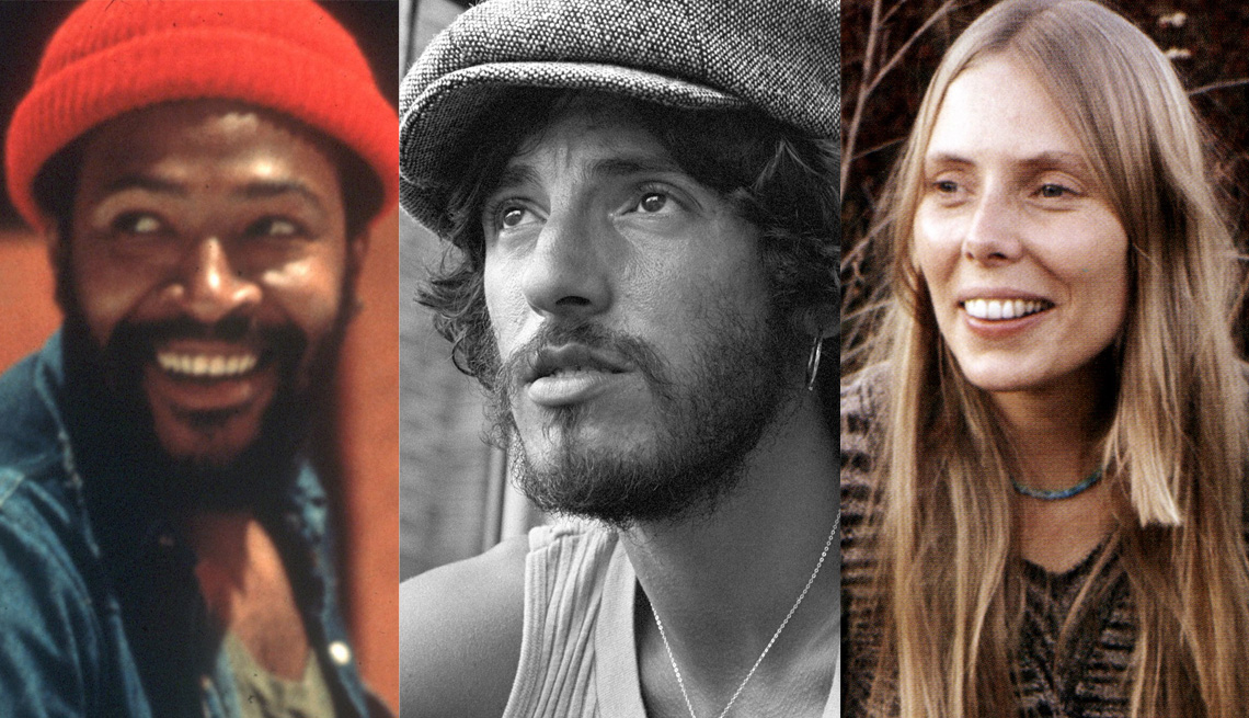Marvin Gaye, Bruce Springsteen, Joni Mitchell, Singers, Musicians, Portraits, Boomer Generation Soundtrack