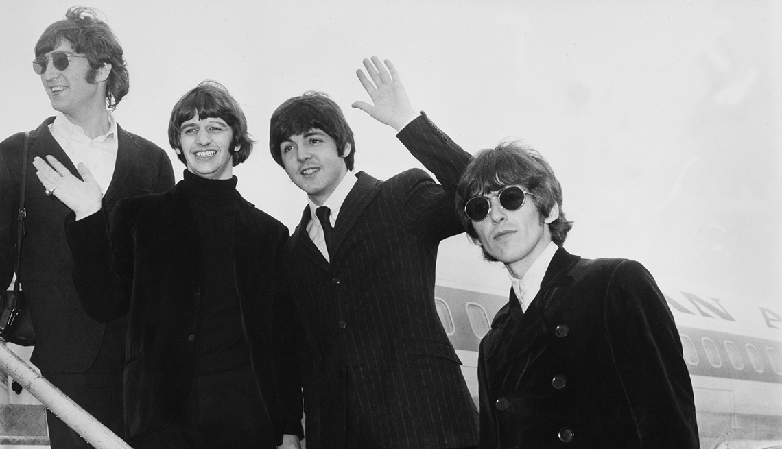 The Beatles, Band, Musicians, Singers, Airport, Airplane, John Lennon, Ringo Starr, George Harrison, Paul MacCartney, Boomer Generation Soundtrack