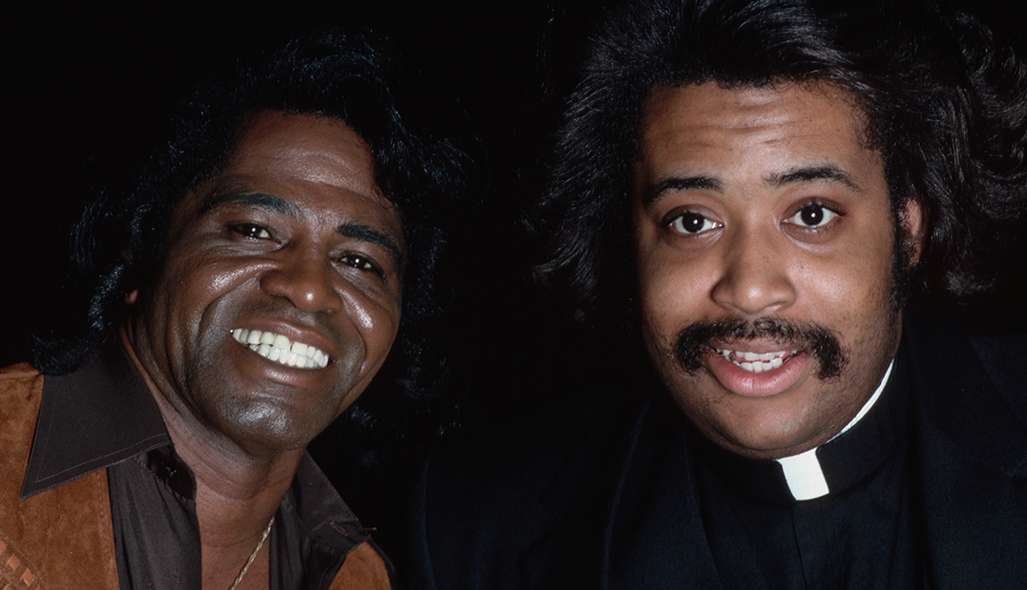 Reverend Al Sharpton Poses With James Brown, Stars Who Made James Brown A Star
