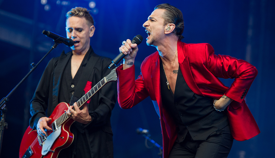 Martin Gore and Dave Gahan of Depeche Mode perform at London Stadium 
