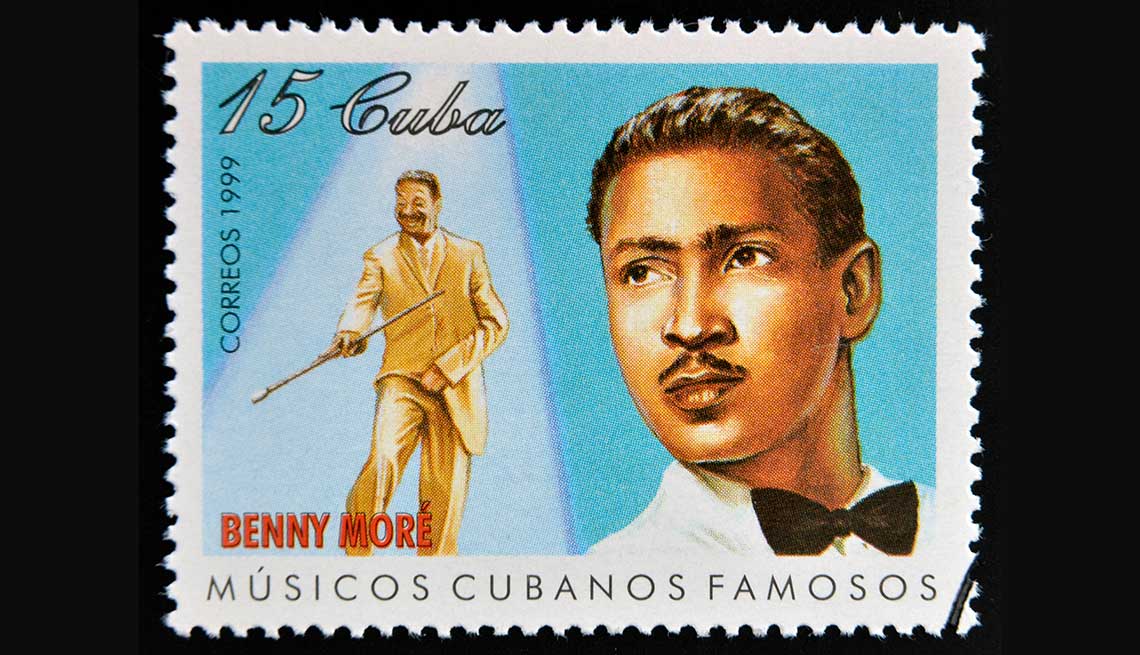 Estampilla del correo de Cuba del cantante Benny Moré, 1999.