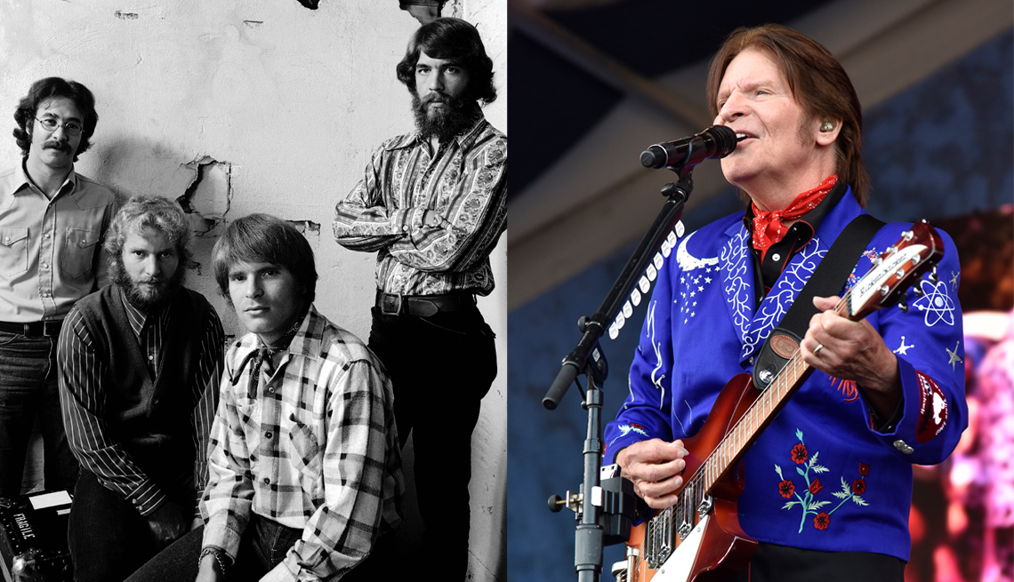 Creedence Clearwater Revival in 1970; John Fogerty in 2019