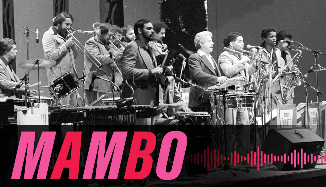 item 2 of Gallery image - Tito Puente y su banda, 1977, con el texto mambo.
