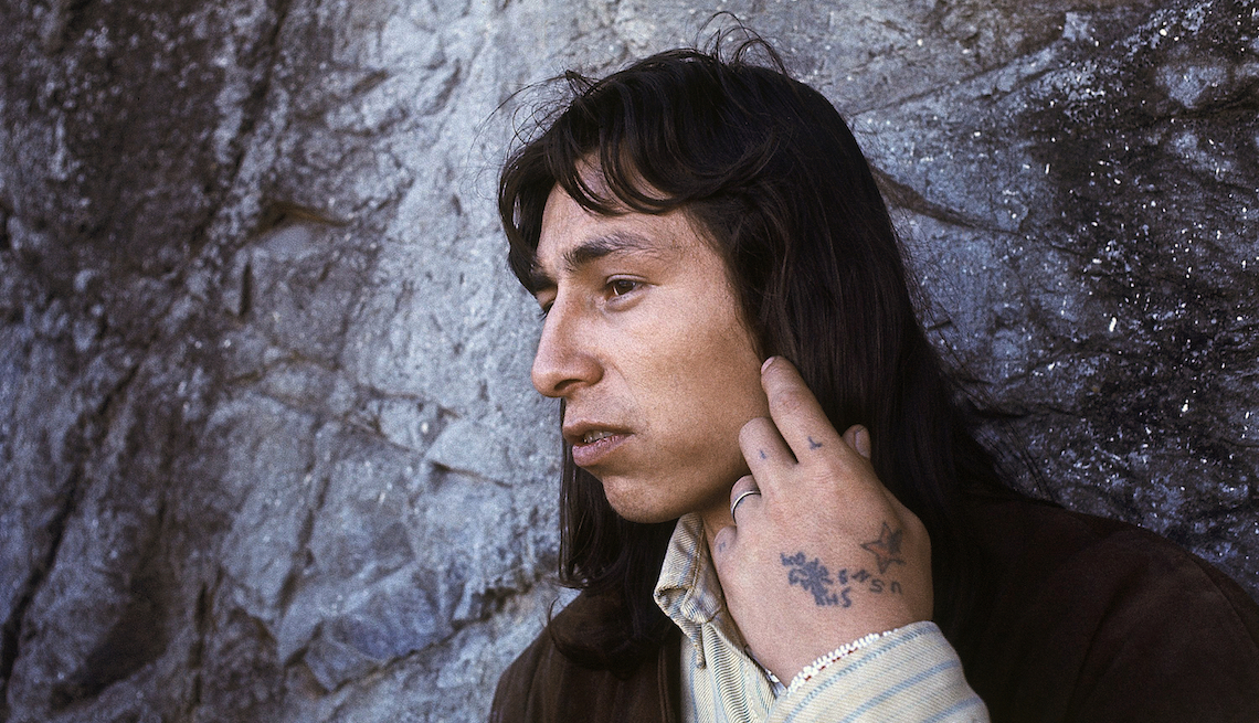 item 2 of Gallery image - This Dec. 1, 1969 file photo shows John Trudell on Alcatraz Island off San Francisco. Trudell, a poet and actor who spoke for American Indian protesters during the 1969 Alcatraz Island occupation and later headed the American Indian Movement, has died at 