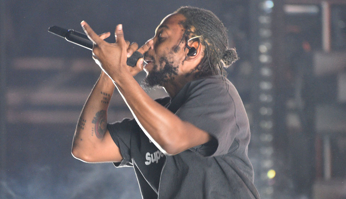 item 18 of Gallery image - Kendrick Lamar on the rock stage day one of Gandoozy Music Festival at Overland Park Golf Course on September 14, 2018 in Denver, Colorado.