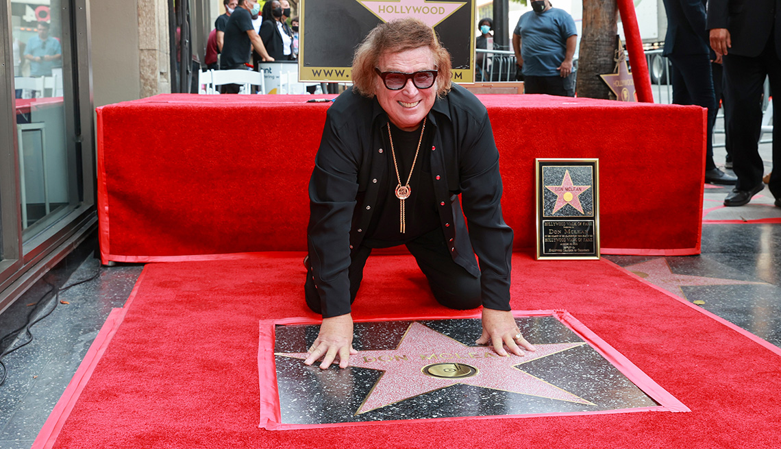 Musician Don McLean at his star on the Hollywood Walk of Fame