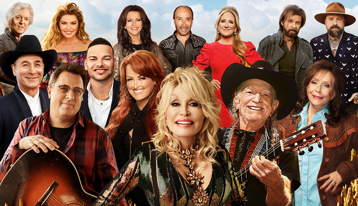 Estrellas de la música country con Dolly Parton, Willie Nelson, Loretta Lynn y muchos otros.