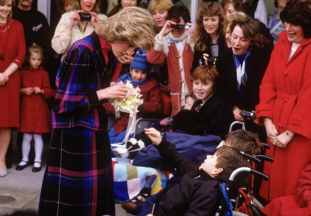 Princess Diana visits with children at Dr. Barnado's Village Home in Barkingside, February 1985. (David Levenson/Getty Images)