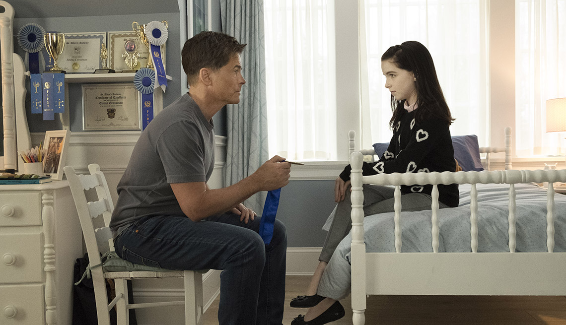 Rob Lowe and McKenna Grace in Lifetime's "The Bad Seed"