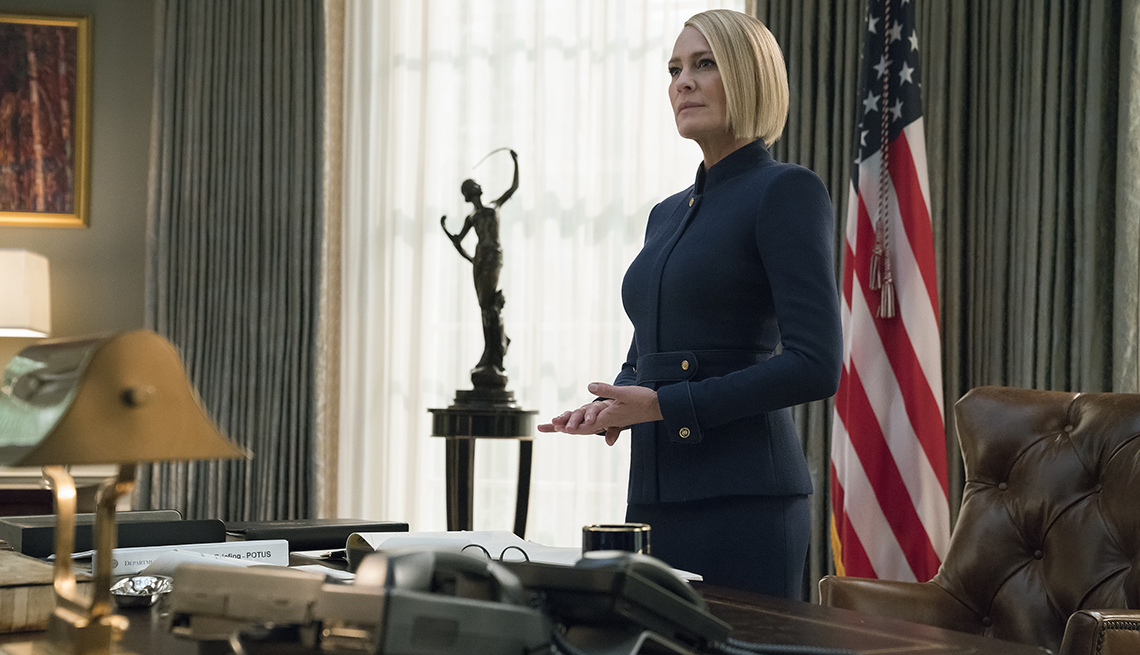 Robin Wright on the set of House of Cards