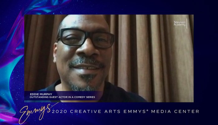 Eddie Murphy accepts the Emmy Award for Outstanding Guest Actor In A Comedy Series for his appearance on Saturday Night Live