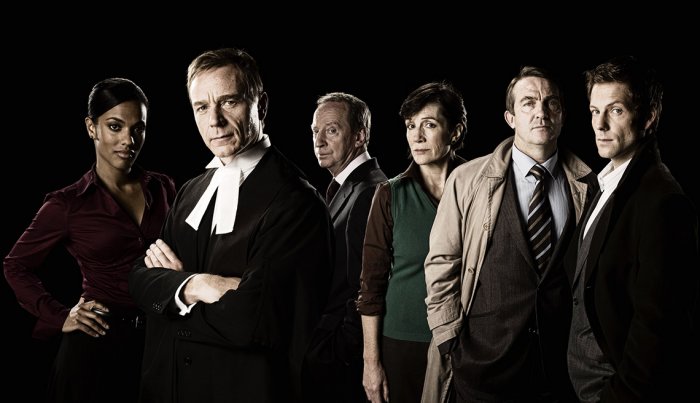 Freema Agyeman, Ben Daniels, Bill Paterson, Harriet Walter, Bradley Walsh and Jamie Bamber in the TV show Law and Order UK