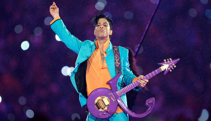 Prince performs at the Super Bowl XLI halftime show