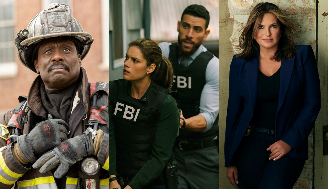Eamonn Walker in Chicago Fire, Missy Peregrym and Zeeko Zaki in FBI and Mariska Hargitay in Law and Order Special Victims Unit