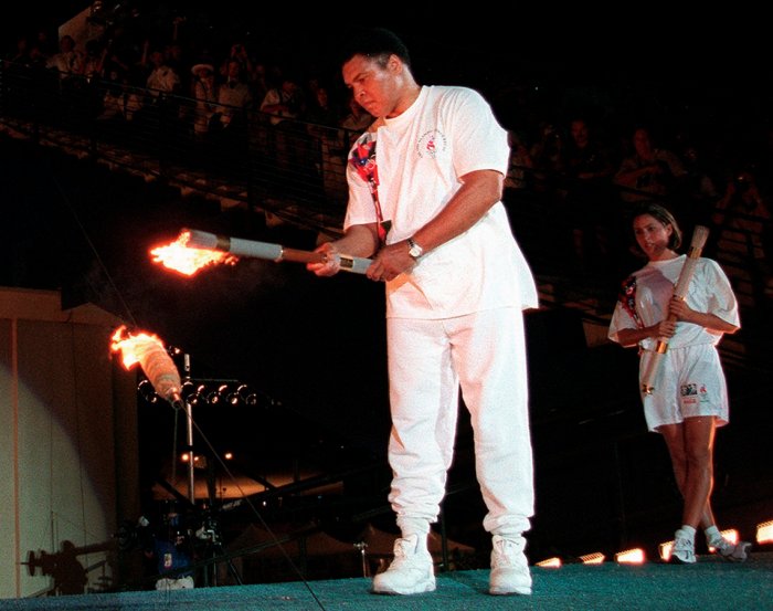 Muhammad Ali lights the Olympic cauldron during the 1996 Summer Olympic Games in Atlanta