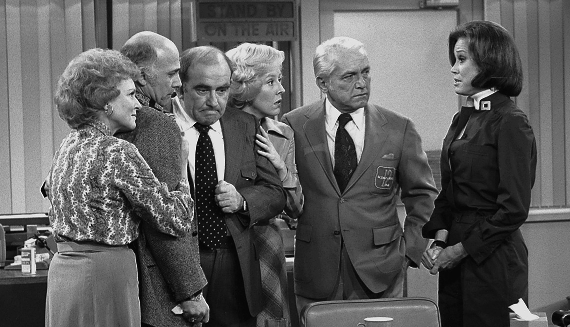 A scene from the series finale of The Mary Tyler Moore Show
