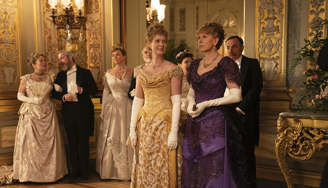 Cynthia Nixon and Christine Baranski in a scene from the TV series The Gilded Age
