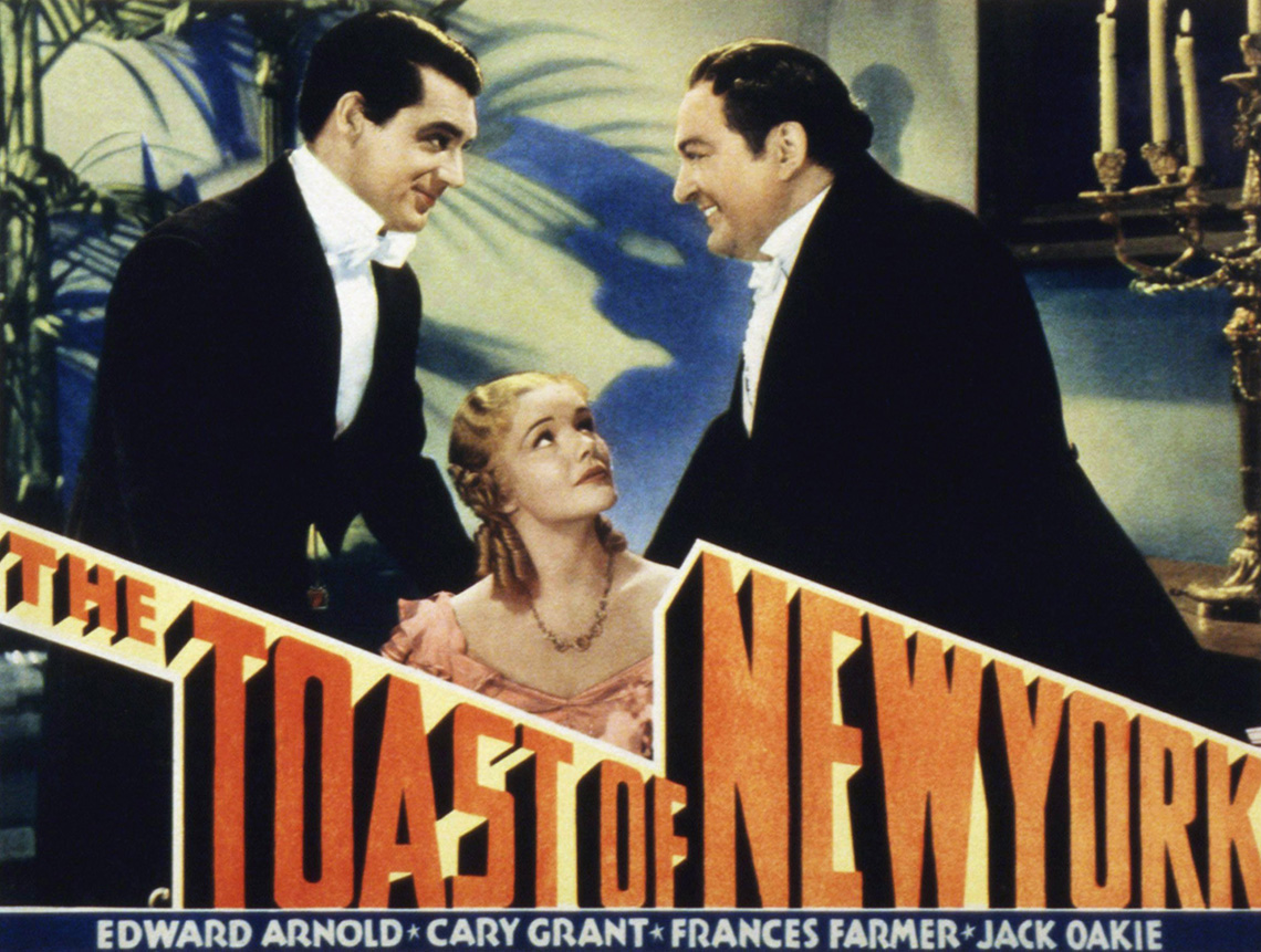 Cary Grant, Frances Farmer y Edward Arnold en la película "The Toast of New York".