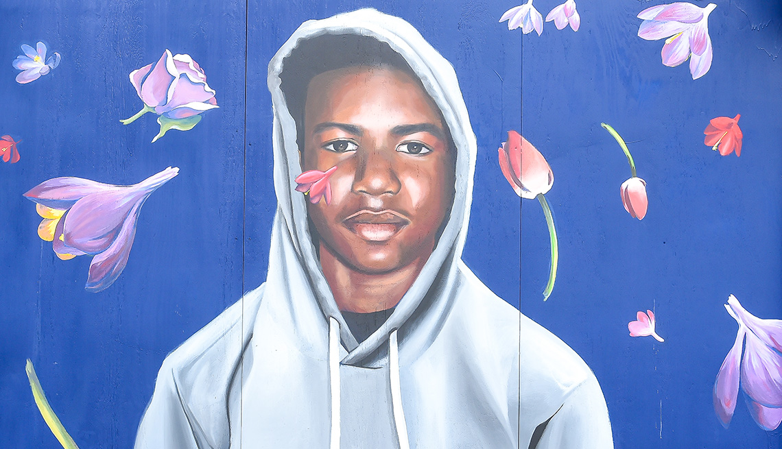 A view of a Trayvon Martin mural in New York City