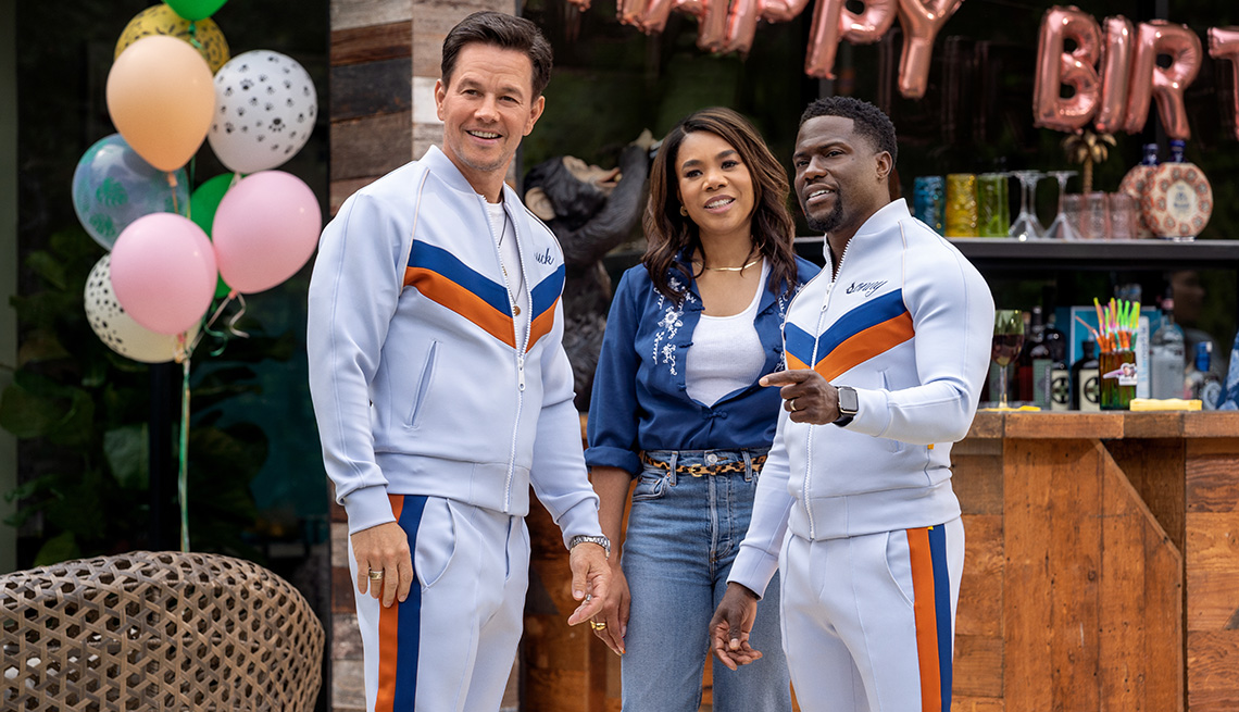 Mark Wahlberg, Regina Hall and Kevin Hart star in the Netflix film Me Time